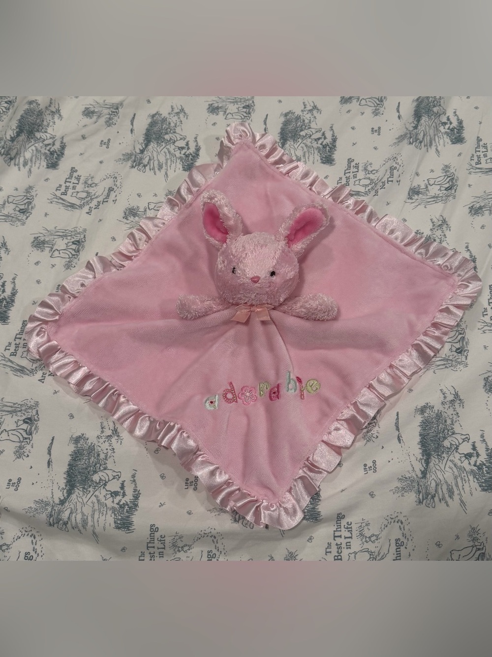 Child of Mine Carter’s Pink Bunny Rabbit ADORABLE Plush Toy Rattle Lovey Blanket